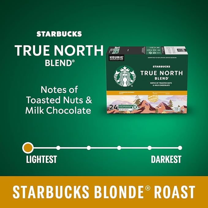 Starbucks True North Coffee K-Cup Portion Pack for Keurig Brewers (24 Pack)