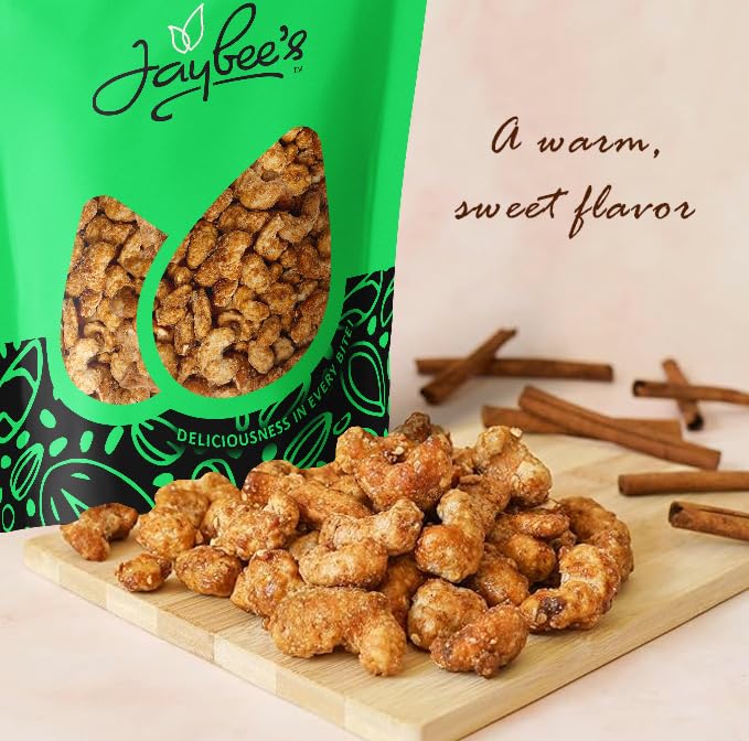 Cinnamon Toffee Cashews 2 Pound Resealable Bag | Kettle Cooked Flavored Nuts | Sweet &amp Crunchy Snack | Gourmet Fall &amp Holiday Treat | Perfect for Gifting Entertaining and Baking | Jaybee's