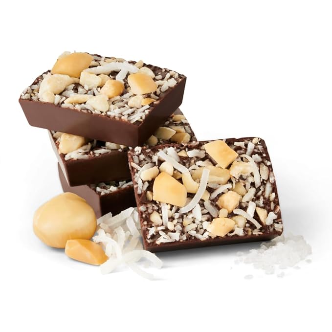 JOJO's Dark Chocolate Macadamia Coconut Healthy Snack Low Sugar Low Carb Gluten Free Non GMO Paleo &amp Keto Friendly Made with Plant Based Hemp Protein Vegan (4 Count)
