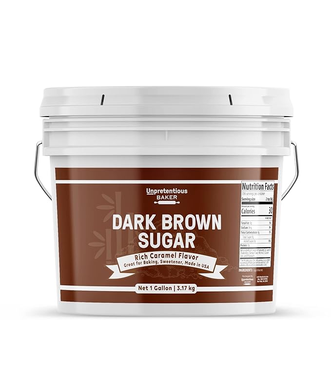 Unpretentious Dark Brown Sugar Great for Baking Rich Caramel Flavor Sweetener (1 Gallon Bucket)