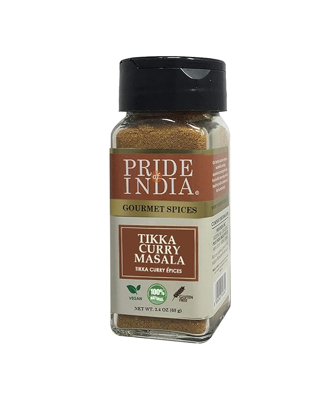 Pride of India - PACK of 6 - Tikka Curry Masala Seasoning Spice – Gourmet Curry Mix – Ideal for Vegetarian and Meat Dishes – Natural &amp GMO Free – Easy To Use - 2.4 oz. Small Dual Sifter Bottle