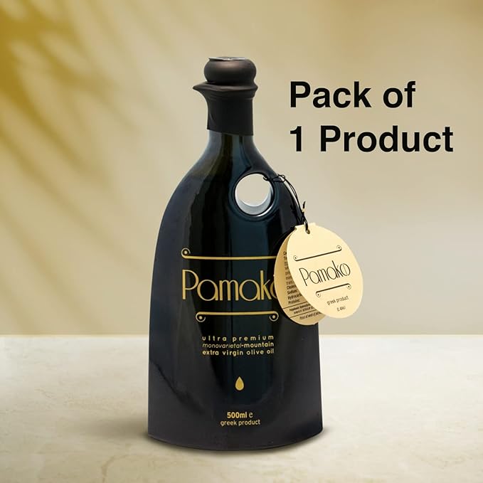 Pamako Ultra-Premium Monovarietal Mountain Organic Olive Oil | New Harvest 2024-5 | Cold Pressed Organic Evoo From Greece | 2090mg/kg (500 ml (16.9 oz))