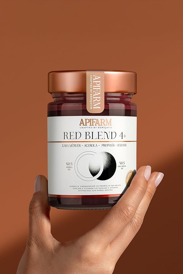 Red Blend 4 - Elderberry Acerola Propolis Raw Honey Mix 415g (14.6oz) - Natural Superfood Blend with Antioxidants