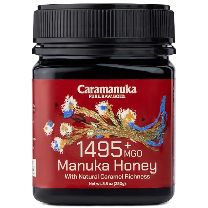 Caramanuka Manuka Honey MGO 1495+ / 100% Raw Pure Unfiltered &amp Unpasteurized 3rd Party Tested Ultra-Potent Glyphosate-Free Australian Premium Manuka Honey