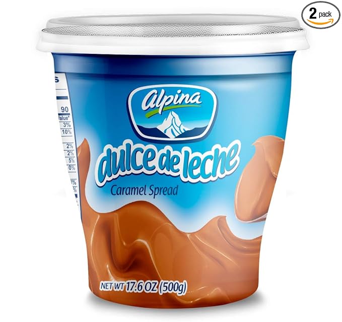 AREQUIPE ALPINA Dulce de Leche (2 PACK). Milk Caramel Sauce Dip for Apples and Desserts - Creamy Consistency as Cajeta - Great for Alfajores Obleas and Breakfast - 2 Pack x 175 oz each.