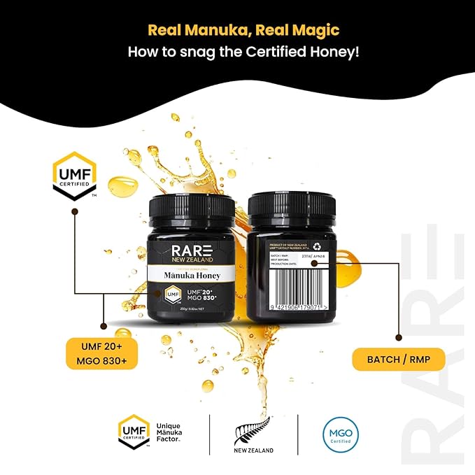 Rare New Zealand Manuka Honey UMF 20+ | MGO 830+ | Premium Monofloral Honey 8.8oz (250G) | UMF Certified