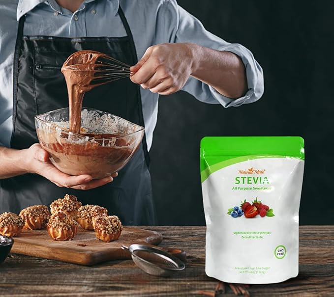 Natural Mate Zero Calorie Sweetener - Organic Stevia Granular Powder Blended with Erythritol - 2:1 Sugar Replacement for Keto Paleo Low GI – (3Lb/48OZ Pack of 1)