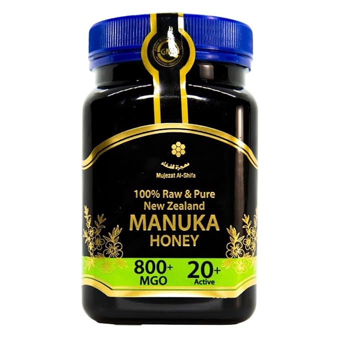 Mujezat Al-Shifa 100% Raw &amp Pure New Zealand Manuka Honey - MGO 800+ | 20+ Active | Premium Grade UMF Certified Honey 17.6oz / 500g