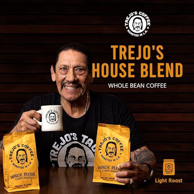 Trejo's Coffee House Blend Light Roast Whole Bean Coffee 12 Ounce Bag 100% Arabica