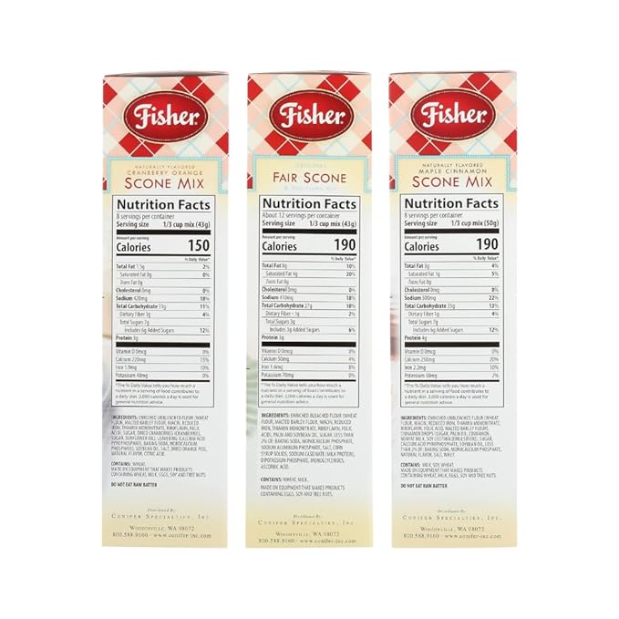 Fisher Scones 1 Cranberry Orange 1 Original 1 Maple Cinnamon (Variety Pack)