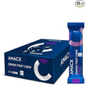 AMACX Fruit Chew Energy Bar – High Carb Running Fuel – 12 x 38g – Electrolyte Chews for Endurance Sports with 51% Fruit – Vegan Gluten &amp Lactose-Free – Sports Nutrition Running Chews – Cassis