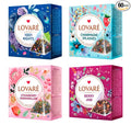 LOVARE Assorted Tea Variety Pack of 60 Pyramids - Made in Ukraine - Set of 4 Pyramid Tea Bags Boxes – 1001 Nights Strawberry Marshmallow Sparkling Splashes Berry Jam - Flavored tea Pyramid Bags