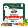 VAHDAM Vedic Kadha Herbal Tea Bags (100 Ct) Caffeine Free 100% Real Ingredients - Turmeric Black Pepper Amla Tulsi Ginger Cloves | Pure Herbal Tisane - Earthy Savory | Resealable Ziplock Pouch