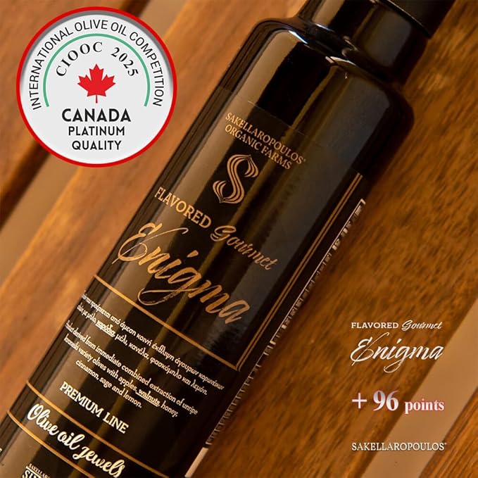 Flavored Gourmet Enigma Extra Virgin Olive Oil (Apples Walnuts Honey Lemon)