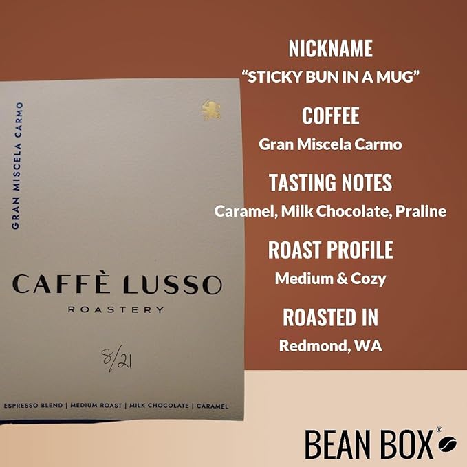Gran Miscela Carmo - Roasted by Caffe Lusso Roastery - Whole Bean Coffee - 12 Ounce Bag