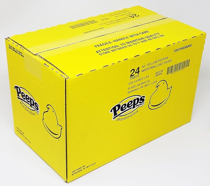 Marshmallow Peeps Yellow Chicks 5 Chicks Per Package (Case of 24 Packages)