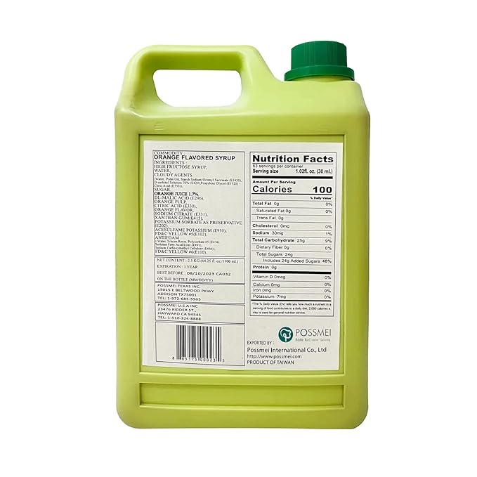 Possmei Orange Flavored Syrup 5.5 Pound Plastic Jar 1 Pack