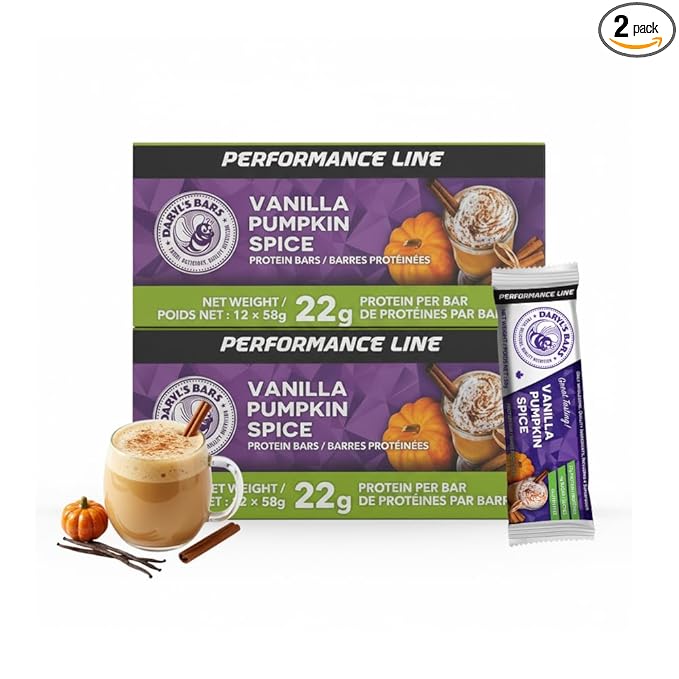 Daryl's Bars Vanilla Pumpkin Spice On the Go Whey Protein Bars Gluten Free Protein Snack Meal Replacement Pack of 2