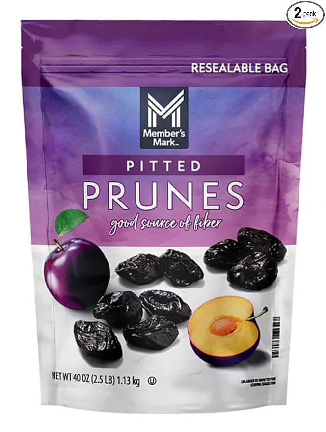 Dried Pitted Prunes Good source of dietary fiber. Great for salads smoothies baked treats(40 OZ.)(2 PK)