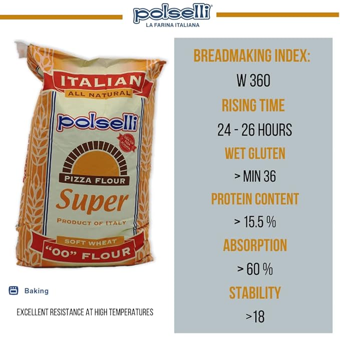 SUPER Tipo 00 double Zero Flour for Pizza Bread Pastas and more Specifically formulated for Roman Pizza All Natural Unbleached Unbromated No Additives Formulated for a 72+ hour rise (25 kg