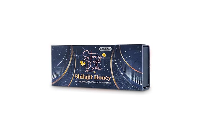 Organic Shilajit Honey Made With Natural Royal Jelly and Mixed Herbals- Pack of 12 Sachets Each 10 Grams