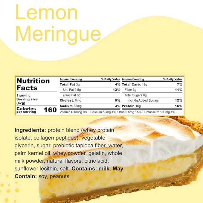 melō protein bars (12 count Lemon Meringue)- high protein low sugar fluffy marshmallow-like center gluten free snack with no artificial sweeteners