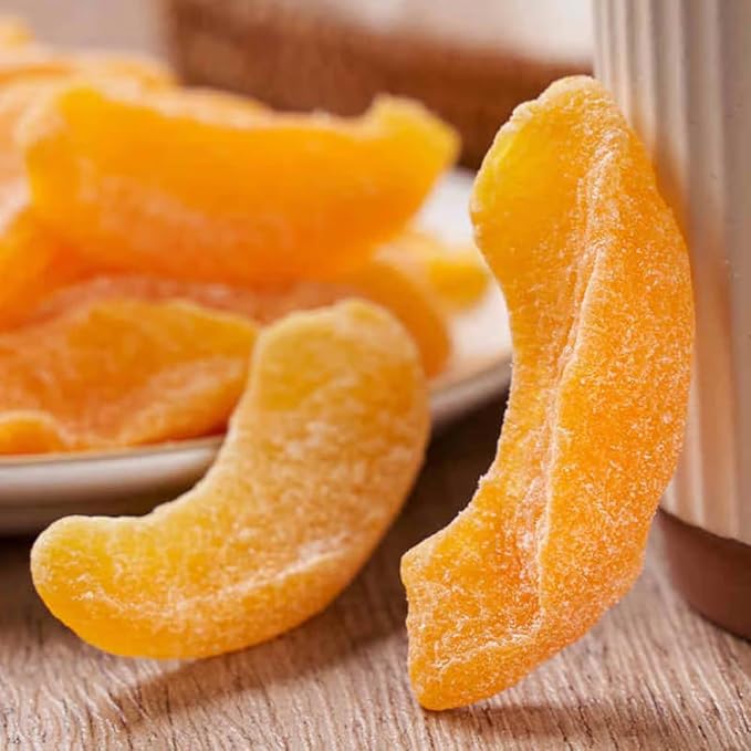 SIJIYUNLI-Dried Yellow Peach 500g/17.6oz Dried Slices Gluten Free and Vegan Free Preserved Peach Fruit Suitable for Snacks and Baking Sweet and Sour Preserved Ideal for Breakfast and Desserts