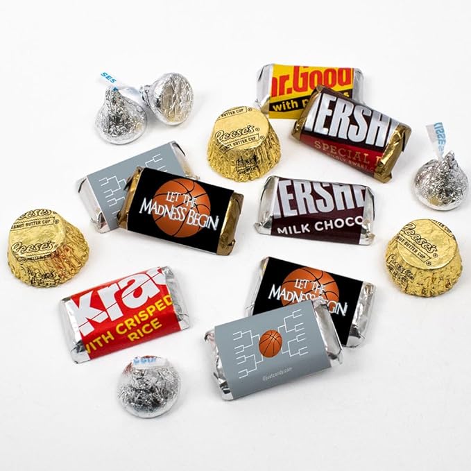 110 Pcs Basketball Party Candy Favors Chocolate Mix Let the Madness Begin (1.62 lbs Approx. 110 Pcs) - Silver