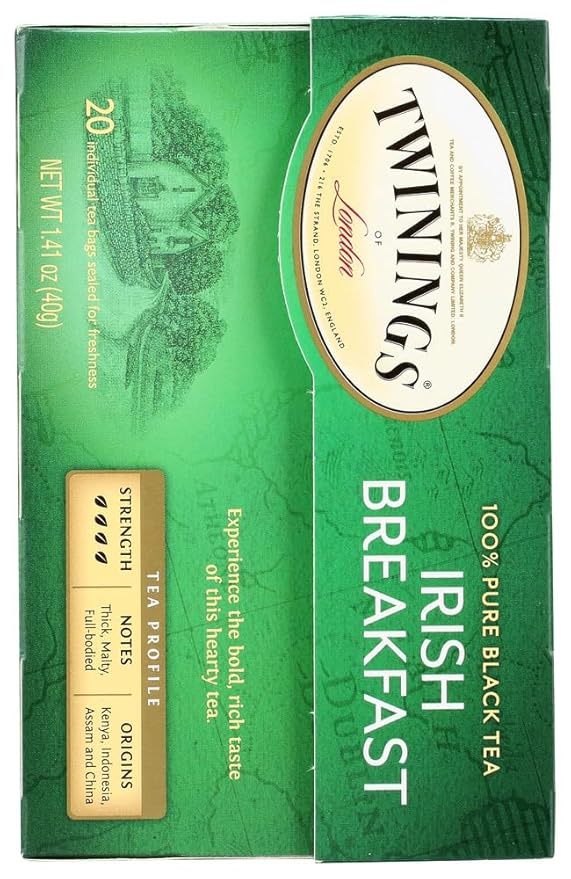 Twinings Irish Breakfast Tea Tea Bags 20-Count Boxes (Pack of 6)