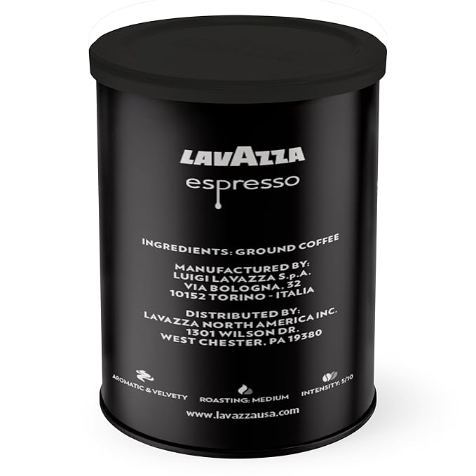 Lavazza Espresso Ground Coffee Medium Roast 100% Arabica 8 oz Tin (Pack of 4)