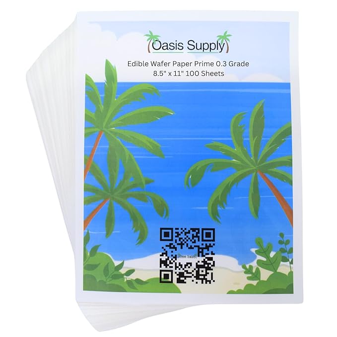 Oasis Supply 100 Piece Edible Rectangle Wafer Paper Pack 8 by 11 White