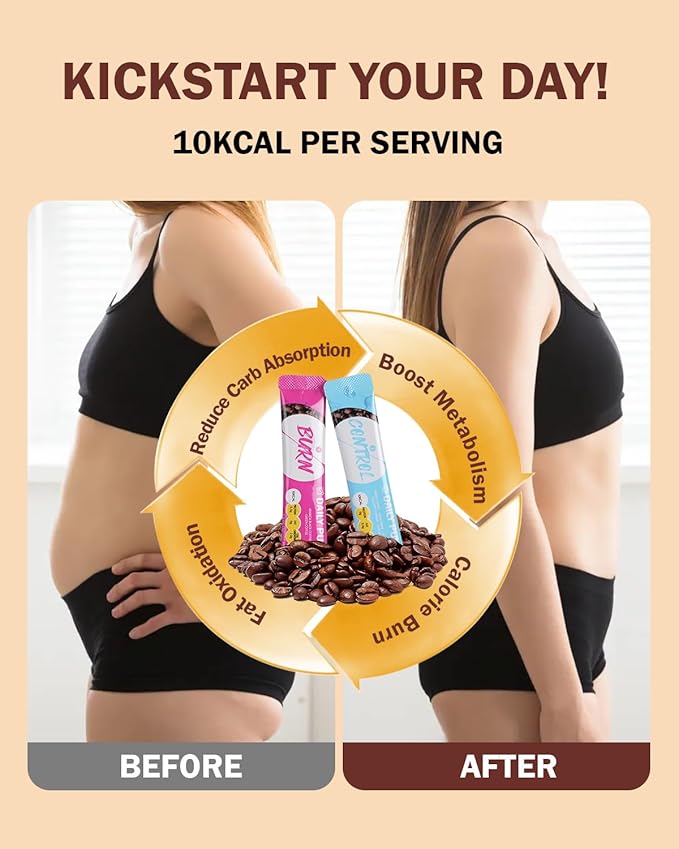 DAILY PULSE 2 in 1 Premium Instant Coffee Made with 100% Arabica Black Coffee Beans - 15 Second Shake to Make - with Garcinia Cambogia &amp Green Tea for Energy - Sugar Free Low Calorie Meal Replace