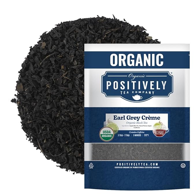 Organic Positively Tea Company Earl Grey Crème Black Tea Loose Leaf 16 Ounce