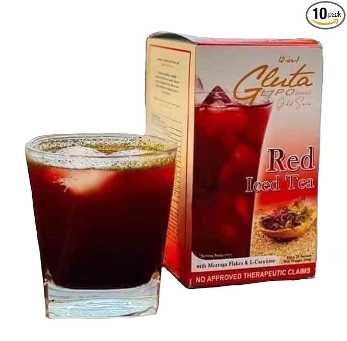 GlutaLipo 12 in 1 Gluta Lipo Gold Series Red Iced Tea - 10 Sachets 10 Count (Pack of 1)