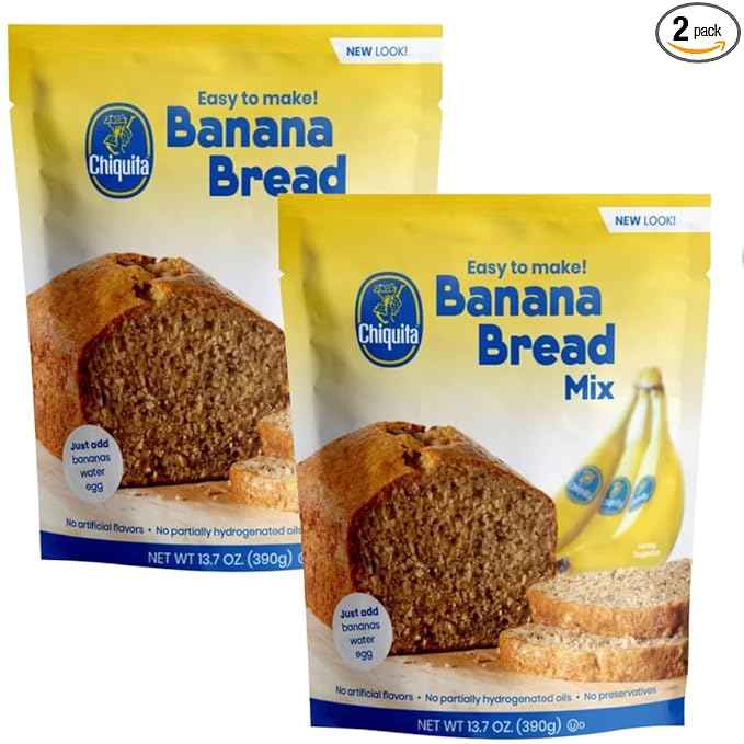 Chiquita! Banana Bread Mix Moist &amp Delicious Homemade Banana Bread Easy Baking Mix 13.7 oz Box (2 Pack)