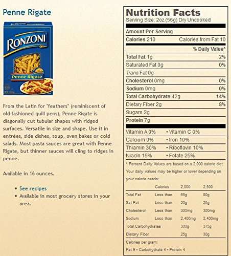 Ronzoni Penne Rigate (Pack of Six)