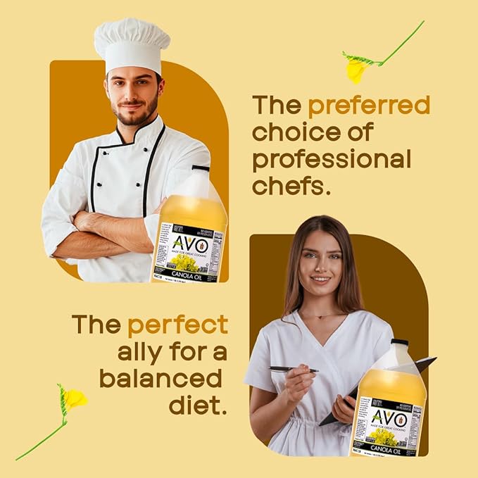 AVO Expeller Pressed Canola Oil for Cooking and Frying 1 Gallon NON-GMO High Smoke Point 465°F Everyday Cooking oil