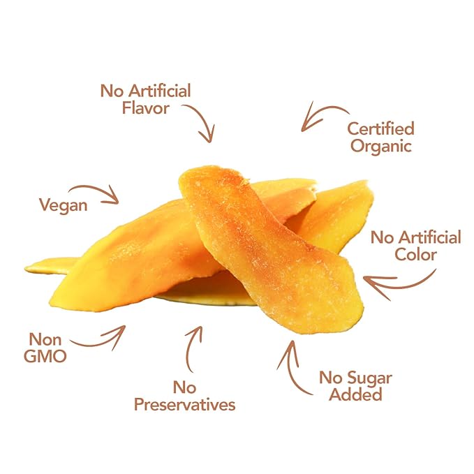 Earthside Farms Peach Paradise Dried Organic Mangoes 2.8oz 6 Pack – No Sugar Added Gluten-Free Vegan Snack – Naturally Sweet Dried Fruit – Perfect Healthy On-the-Go Snack for Work School Travel