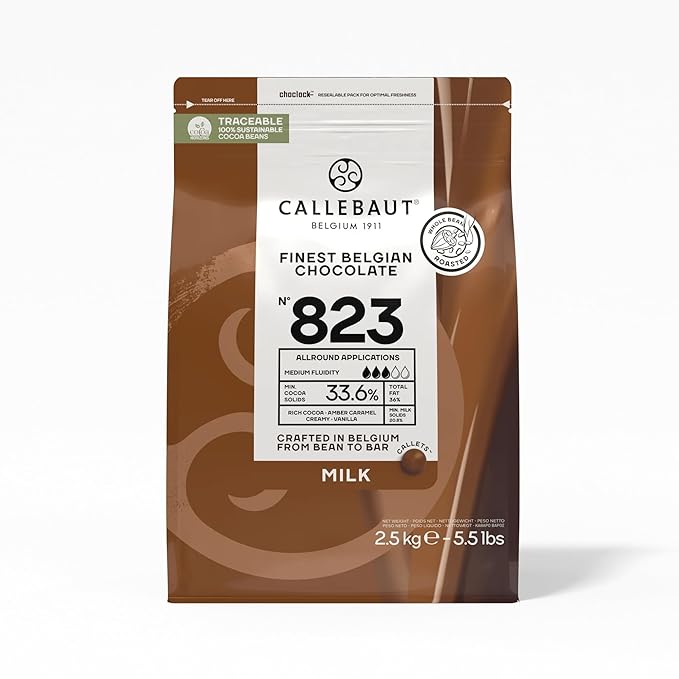 Belgian Milk Chocolate Baking Callets (Chips) - 33.6% - 1 bag 5.5 lbs
