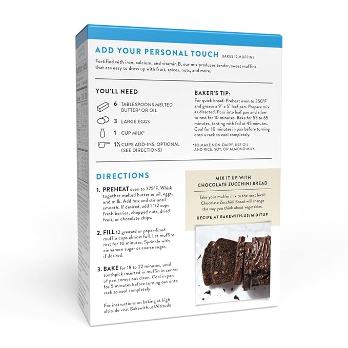King Arthur Gluten-Free Muffin Mix Certified Gluten-Free Non-GMO Project Verified Certified Kosher 16 Oz