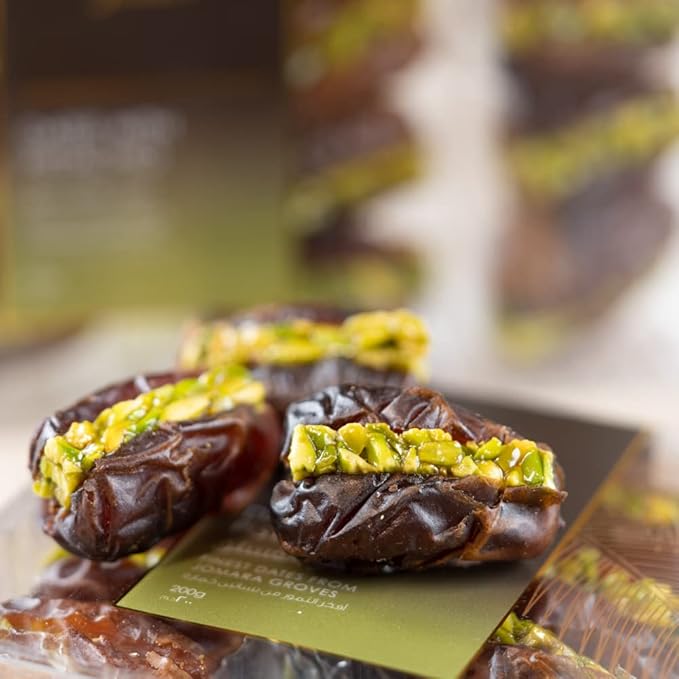 Jomara Organic Dates with Pistachio 14oz (400g) | Healthy Dried Fruit | Fiber and Antioxidants Natural Source | Vegan Gluten Free Paleo | (Pack of 1)