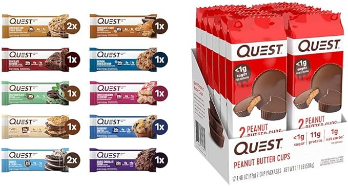 Quest Nutrition Ultimate Variety Pack Protein Bars &amp High Protein Low Carb Gluten Free Keto Friendly Peanut Butter Cups