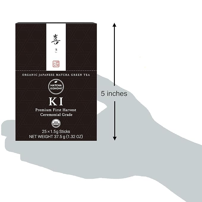 Ki Matcha (25 x 1.5g Sticks) - Organic Premium Ceremonial Japanese Matcha Green Tea Powder - First Harvest Radiation Free No Additives Zero Sugar - USDA Certified - Single Serve Packets