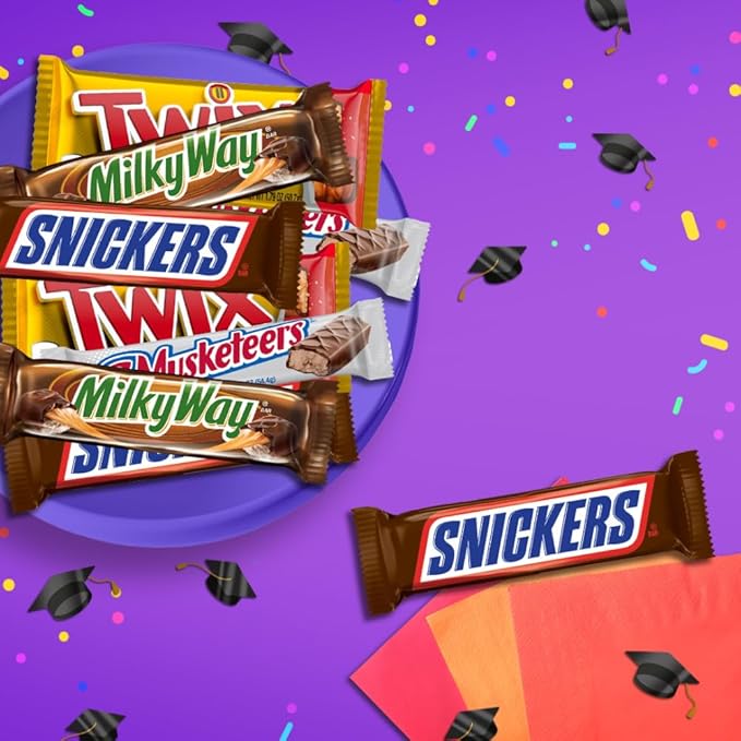 SNICKERS TWIX MILKY WAY &amp 3 MUSKETEERS Individually Wrapped Variety Pack Full Size Milk Chocolate Candy Bars Bulk Assortment 33.31 oz 18 Bars (Pack of 2)