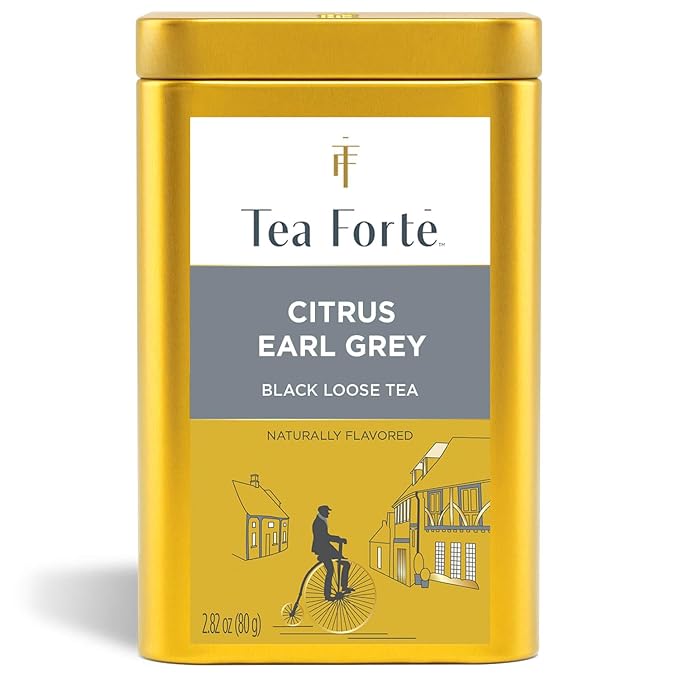 Tea Forte Citrus Earl Gray Premium Loose Leaf Caffeinated Black Tea Blend Canister Makes 35-50 Cups