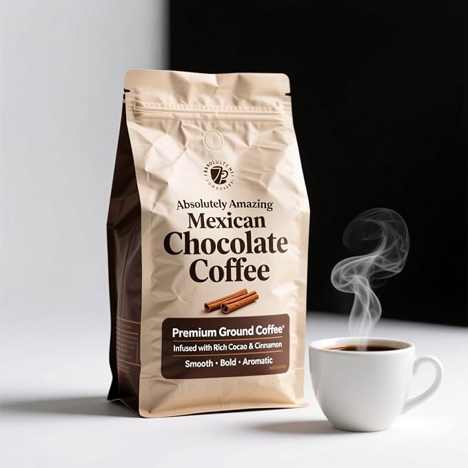 Absolutely Amazing Mexican Chocolate Coffee – Premium Ground Coffee Blend Infused with Rich Cocoa Chocolate and Warm Traditional Mexican Spices for a Smooth Bold Aromatic Brew