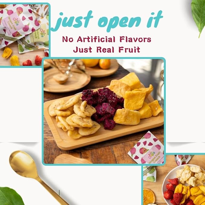 Juju-Oops Freeze-Dried Mixed Fruit 12 Bulk Packs | 1 Oz Crunchy Healthy Snacks for Family Holiday Gifts Box Camping Picnic Party Snacking with Low Calories| 100% All Natural Emergency Food Non-