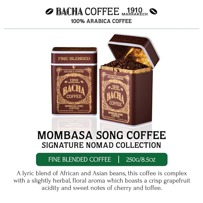 Bacha Coffee | Mombasa Song Fine Blended Whole Beans Medium Roast 100% Arabica Specialty Coffee 250g Signature Nomad Collection Gift Box