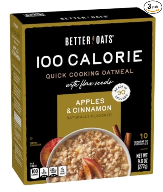 Better Oats Instant Oatmeal Apples &amp Cinnamon 9.8 ounce ( Pack of 3 )
