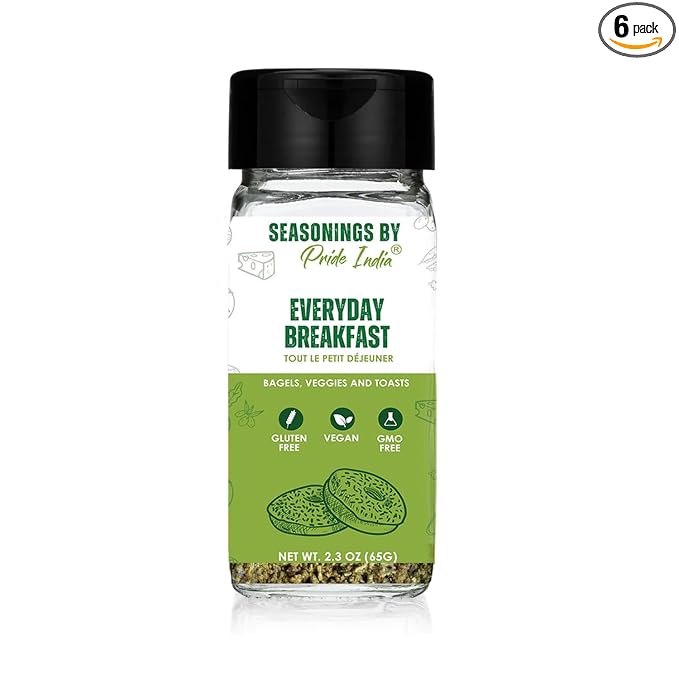 PACK of 6 - Breakfast Seasoning 2.3 oz (65 gm) w/Convenient Dual Sifter Cap Sweet Spicy Taste |For Baggles Scramble Sausages Burrito Pancakes | Non Bioengineered Vegan Gluten Free by Pride of India